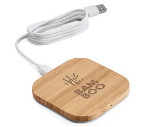 Brinde carregador wireless em bambu personalizado FBBT-57910SE