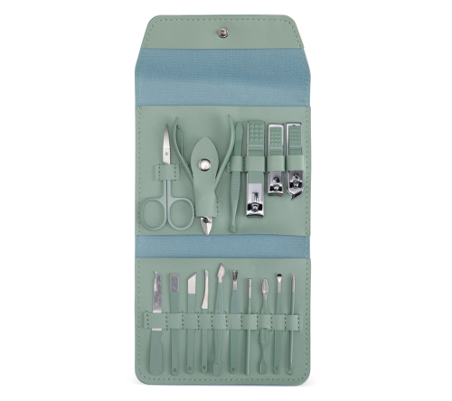 Kit manicure 16 peças em couro sintético