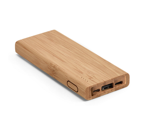 Power bank portátil personalizado em bambu