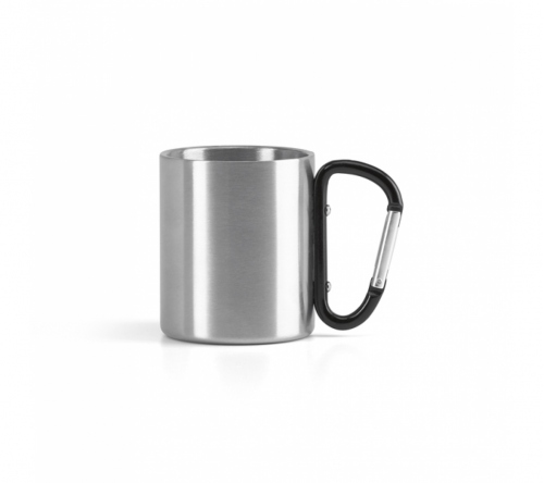 Brinde caneca em aço inox com mosquetão personalizada FBCI-94614