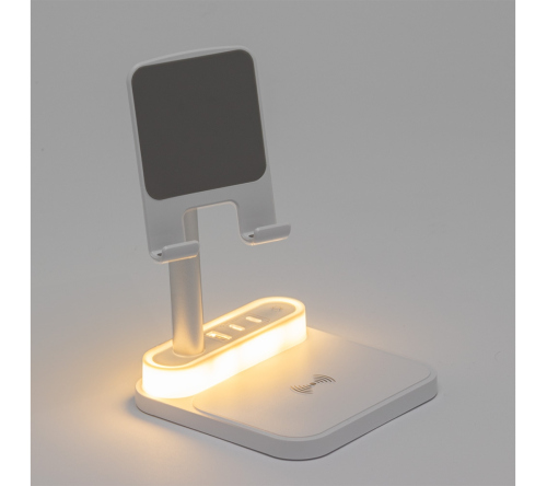 Base de carregamento com suporte de celular e luminária